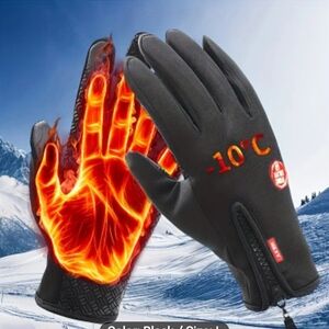 Heated Black Winter Gloves